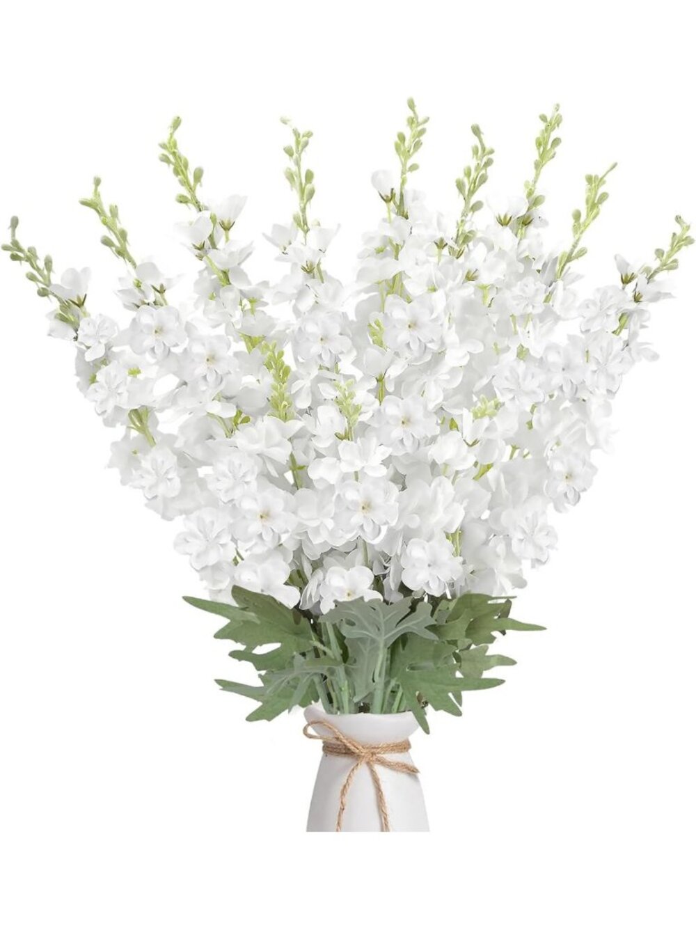 16 Pcs Long Stem White Delphinium Artificial Flowers - Bulk Floral Decor